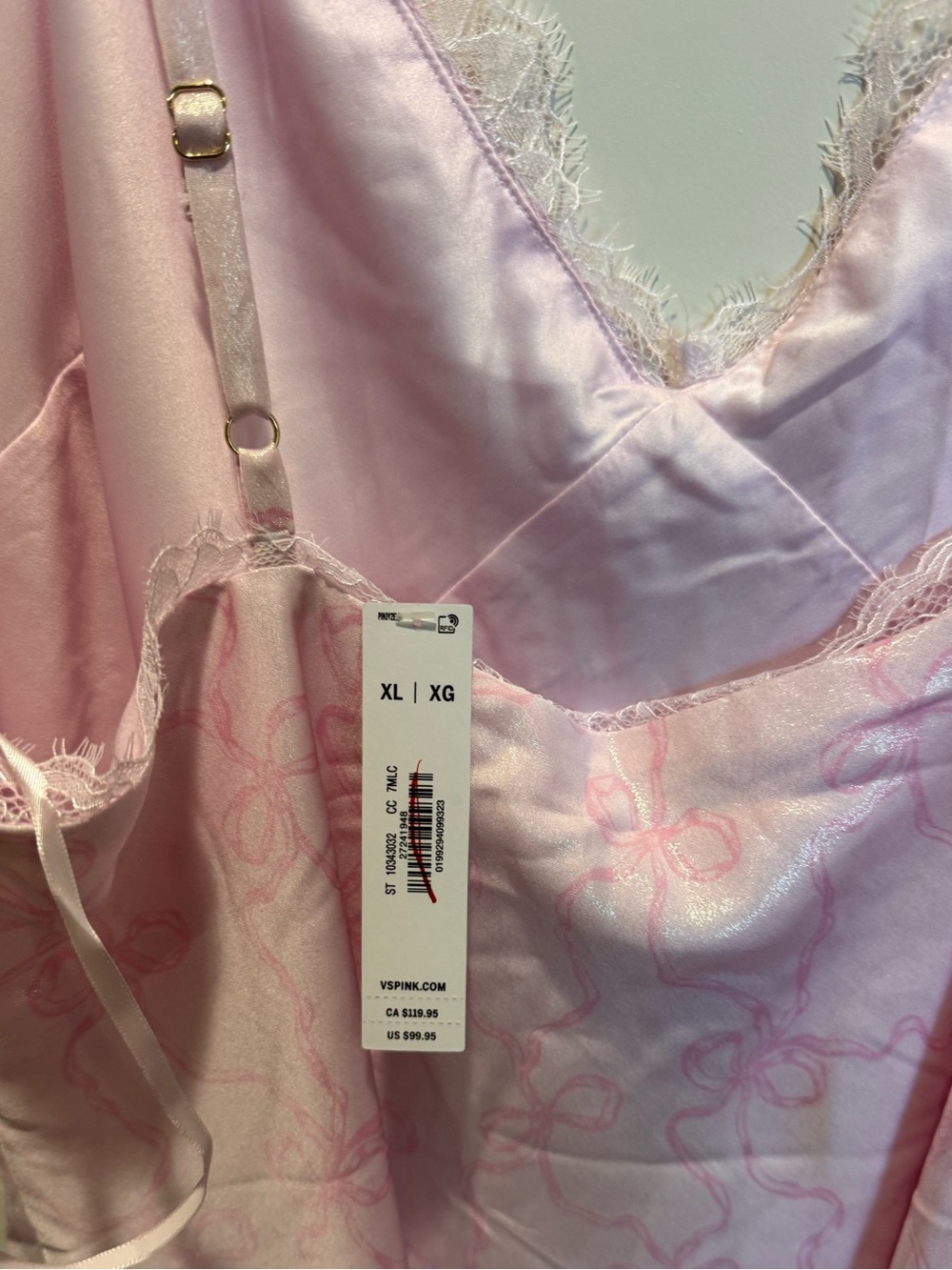PINK Victoria's Secret Baby Pink Satin Lace-Trim Chemise - Picture 4 of 5